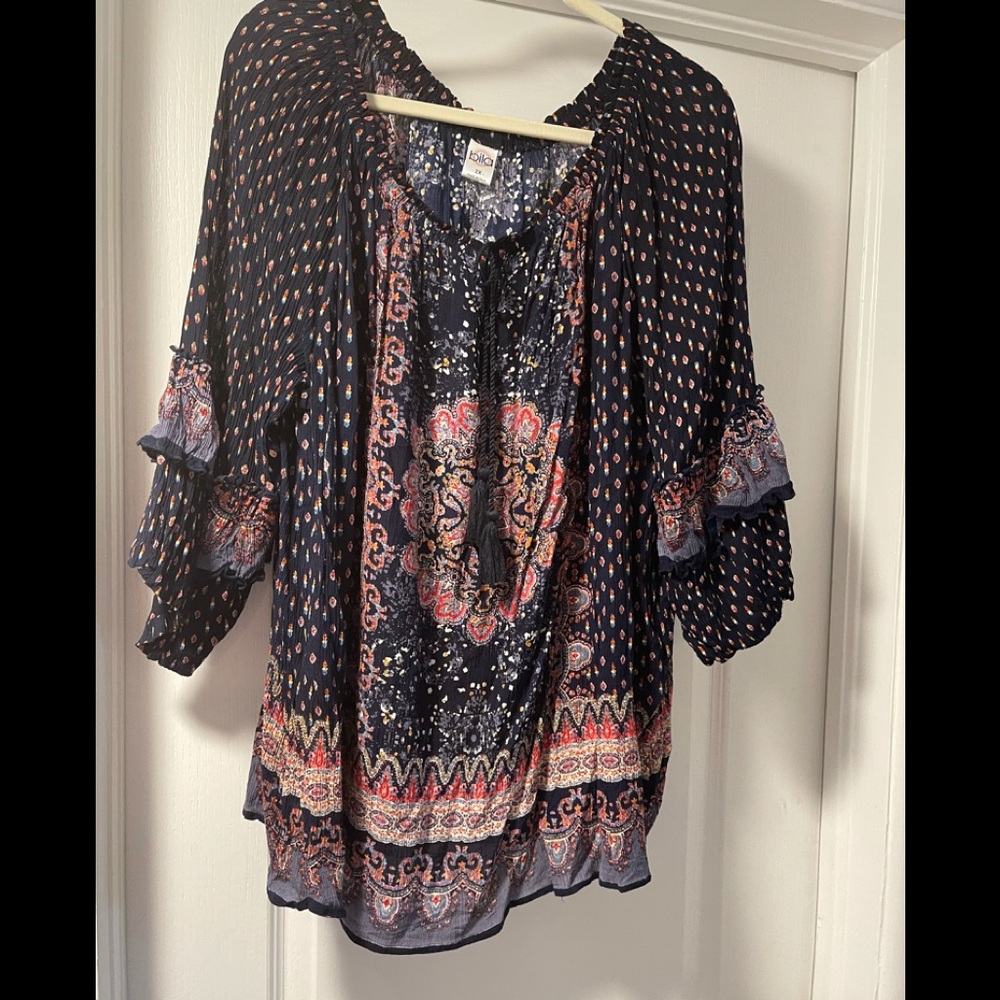 Boho style rayon crepe tunic